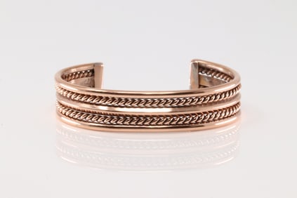 Native America Navajo Copper Bracelet Cuff By Elaine Tahe.