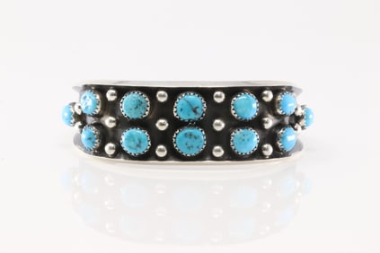 Native America Navajo Sterling Silver Turquoise Bracelet Cuff By Paul Largo.