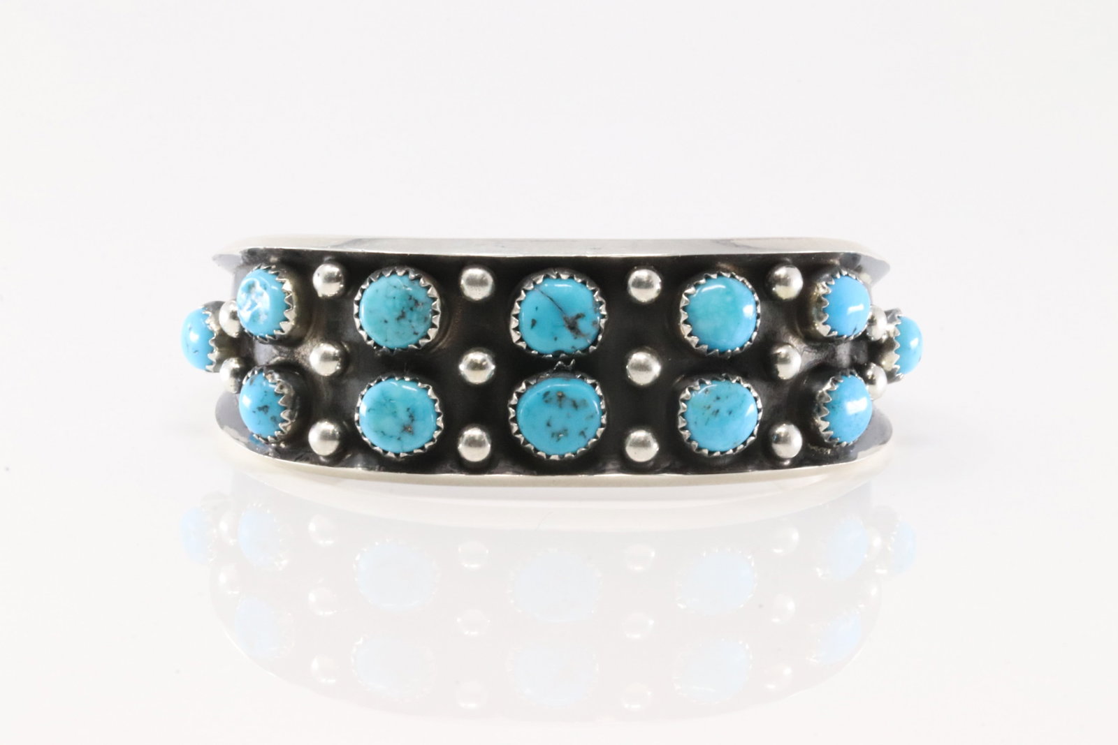 Native America Navajo Sterling Silver Turquoise Bracelet Cuff By Paul Largo.: This is a Native America Navajo Sterling Silver Turquoise Bracelet Cuff By Paul Largo.