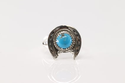 Native America Navajo Sterling Silver Turquoise Naja Ring By Alice Rose Saunders.