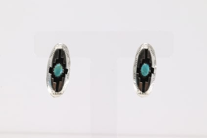Native America Navajo Sterling Silver Turquoise Post Earring's By Felix Perry.