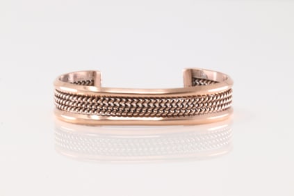 Native America Navajo Copper Bracelet Cuff By Elaine Tahe.