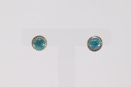 Native American Navajo Sterling Silver Kingman Turquoise Post Earring's By Esther White.
