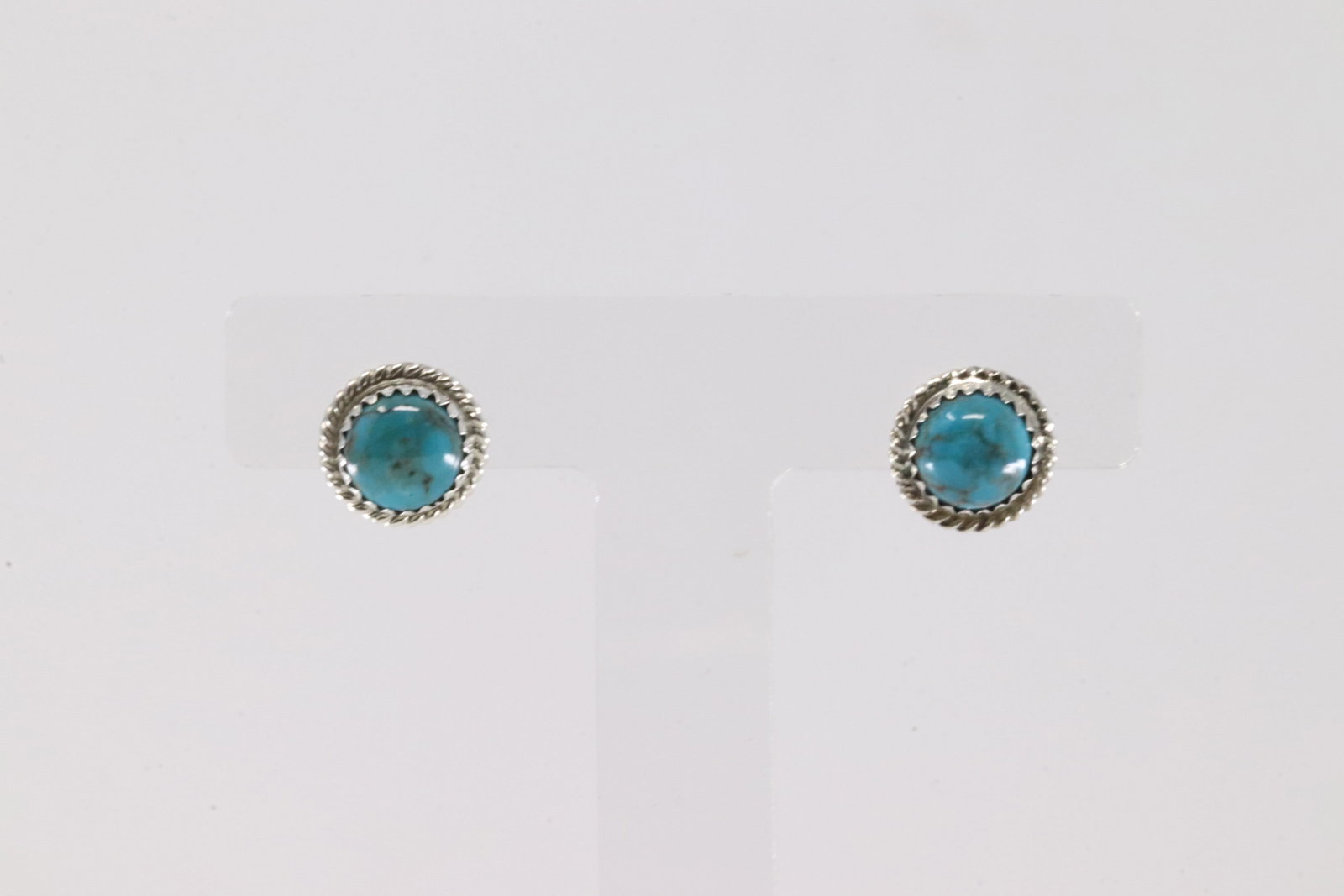Native American Navajo Sterling Silver Kingman Turquoise Post Earring's By Esther White.: This is a Native American Navajo Sterling Silver Kingman Turquoise Post Earring's By Esther White.