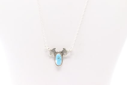 Native American Navajo Sterling Silver Turquoise Necklace By Verley Betone.