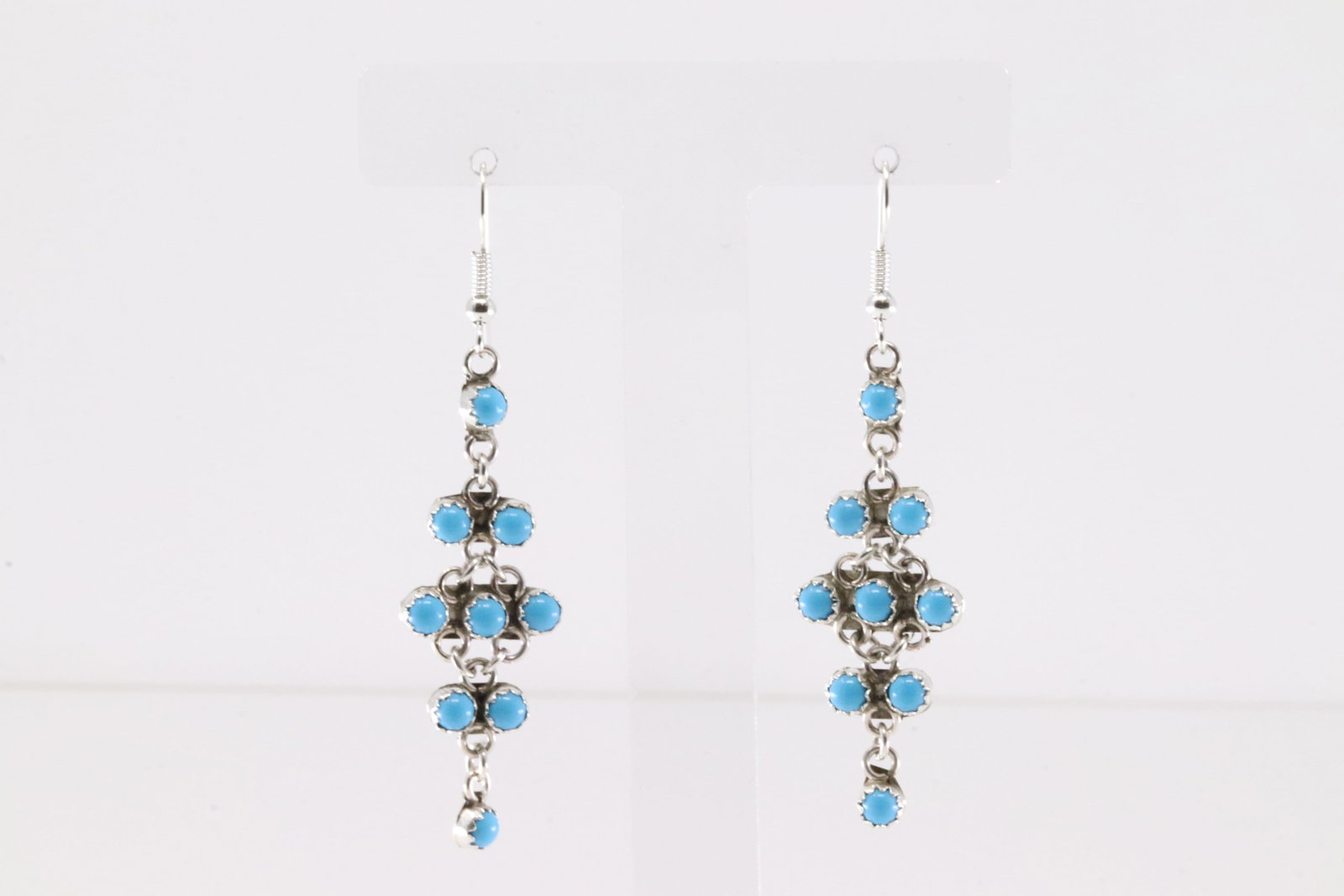 Native America Navajo Sterling Silver Turquoise Dangling Earring's By Sylvya Chee.: This is a Native America Navajo Sterling Silver Turquoise Dangling Earring's By Sylvya Chee.