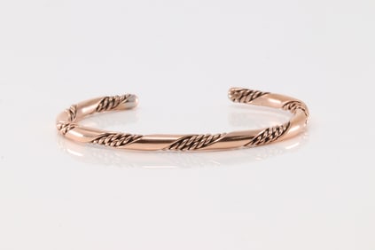 Native America Navajo Copper Bracelet Cuff By Elaine Tahe.