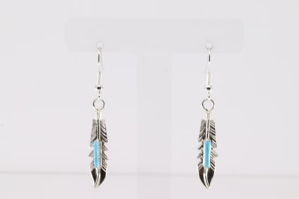 Native America Navajo Sterling Silver Turquoise Dangling Earring's By Barney.