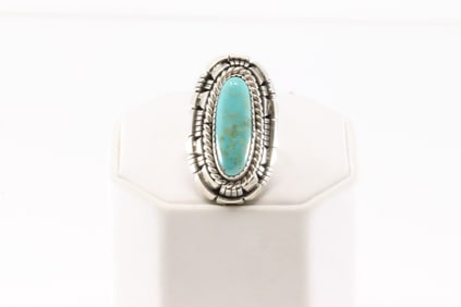 Native America Navajo Sterling Silver Turquoise Ring By W.Begay.