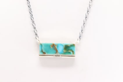 Native America Navajo Sterling Silver Kingman Turquoise Necklace By Steve Francisco.