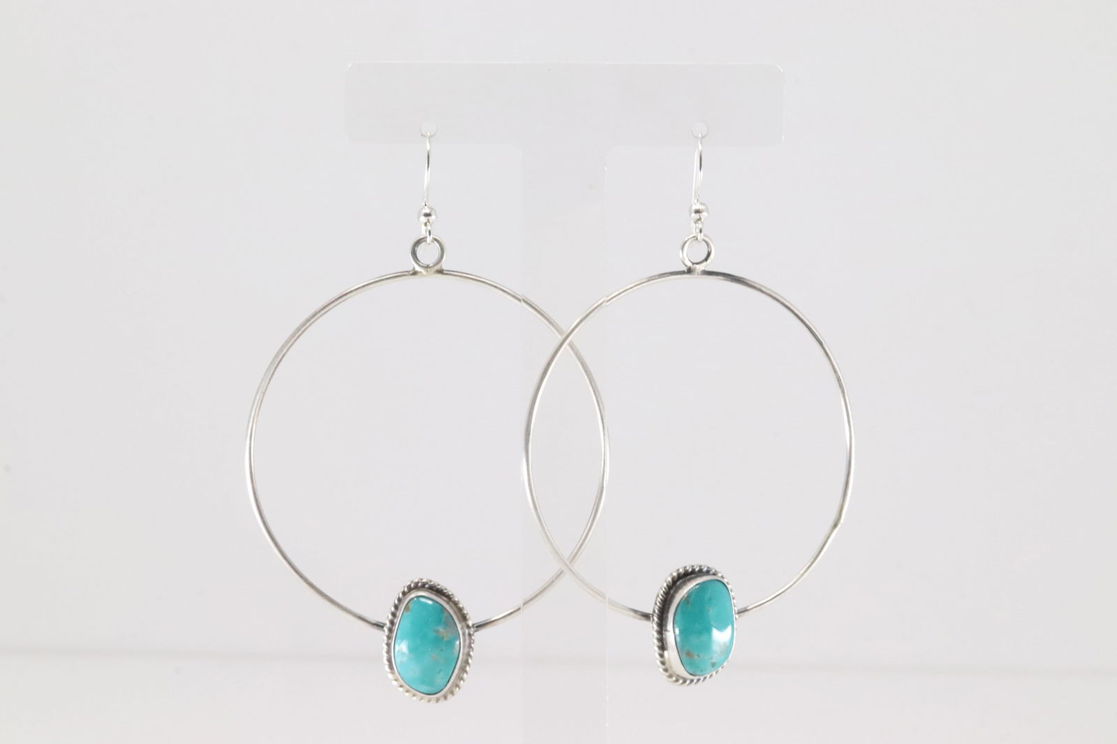Native America Navajo Sterling Silver Kingman Turquoise Hoop Dangling Earring's By Elouise Kee. (1 of 4)