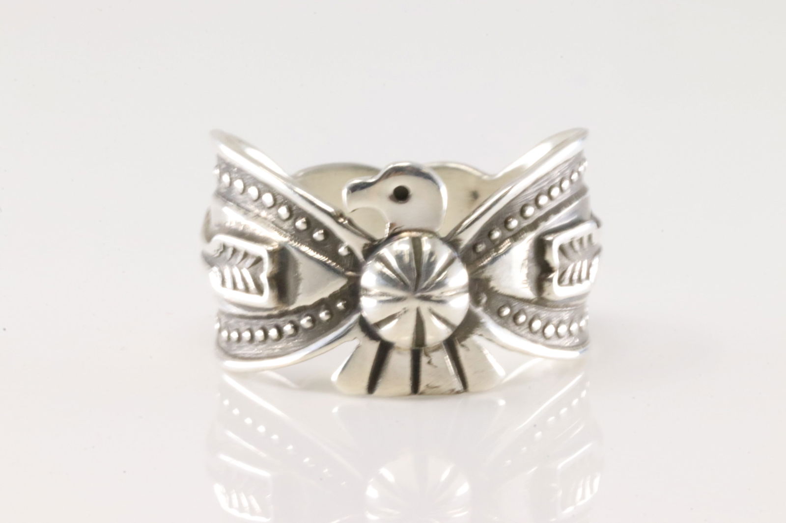 Native America Navajo Sterling Silver Thunderbird Ring By D.Cadman. (1 of 4)