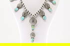 Native American Navajo Sterling Silver Sonora Gold Turquoise Necklace By Adrienne P Gordon.
