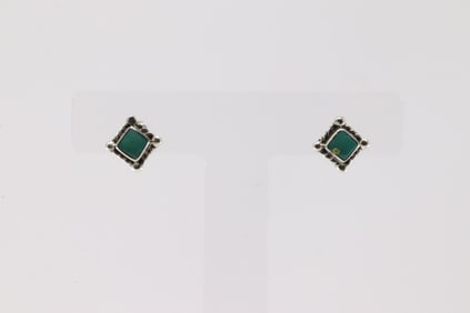 Native America Navajo Sterling Silver Turquoise Post Earring's By Sheena Jack.