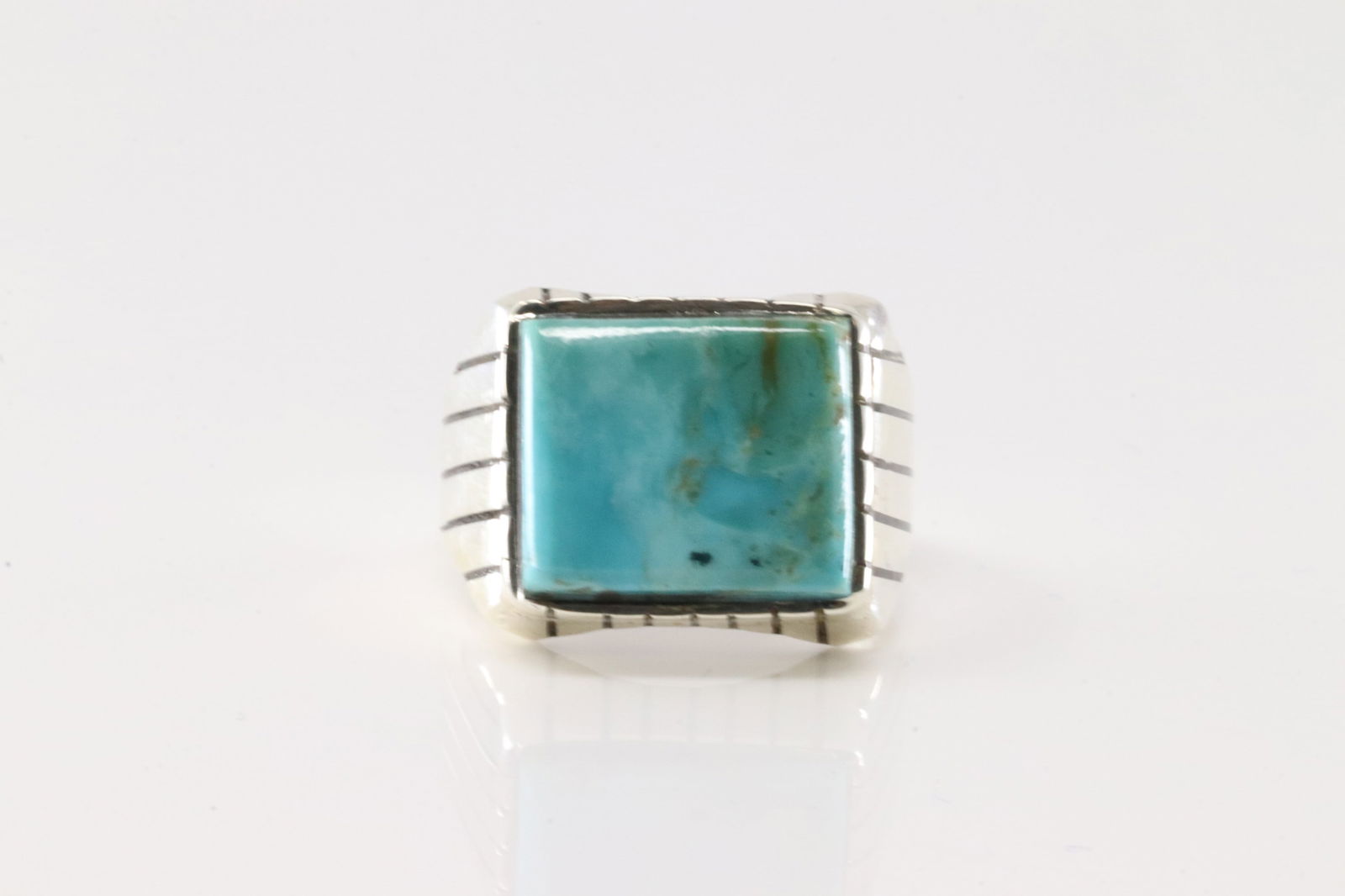 Native America Navajo Sterling Silver Men Turquoise Ring By R. (1 of 4)