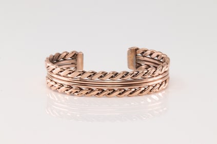 Native America Navajo Copper Bracelet Cuff By Elaine Tahe.