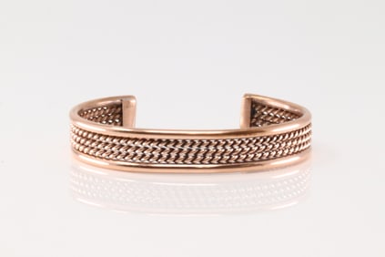 Native America Navajo Copper Bracelet Cuff By Elaine Tahe.