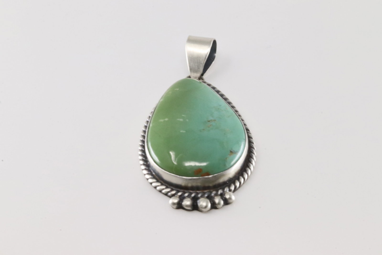 Native America Navajo Sterling Silver Kingman Turquoise Pendant By Judith Dixon.: This is a Native America Navajo Sterling Silver Kingman Turquoise Pendant By Judith Dixon.