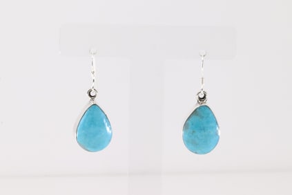 Native America Navajo Sterling Silver Turquoise Dangling Earring's By Sadie Jim.