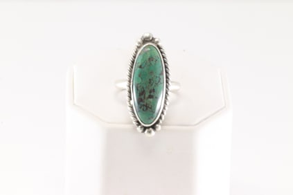 Native America Navajo Sterling Silver Turquoise Ring By Eugene Belone.