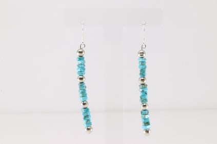 Native America Navajo Sterling Silver Turquoise / Beaded Dangling Earring's.