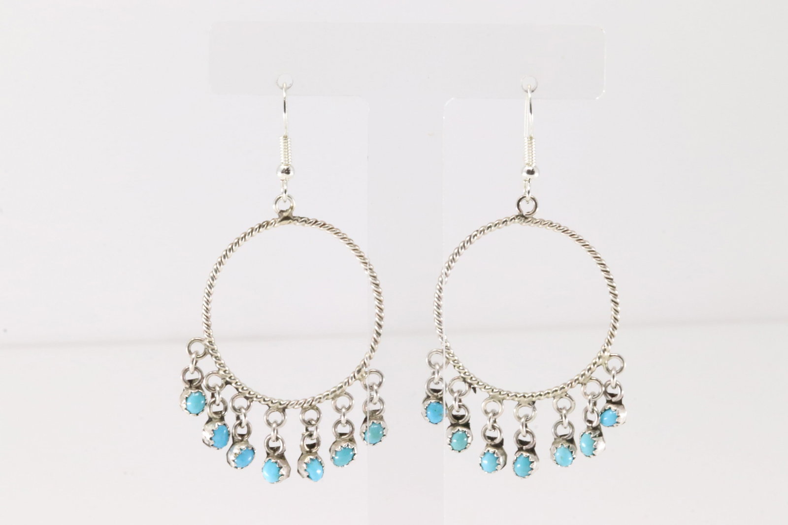 Native America Navajo Sterling Silver Turquoise Dangling Earring's By Sylvia Chee.: This is a Native America Navajo Sterling Silver Turquoise Dangling Earring's By Sylvia Chee.
