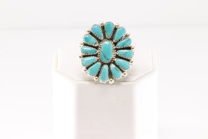 Native America Navajo Sterling Silver Turquoise Ring By Alicia Wilson.