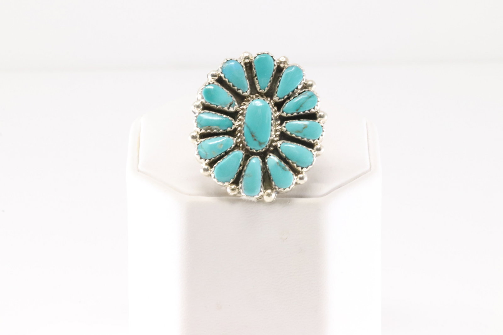 Native America Navajo Sterling Silver Turquoise Ring By Alicia Wilson.: This is a Native America Navajo Sterling Silver Turquoise Ring By Alicia Wilson. Ring size: 8.50.