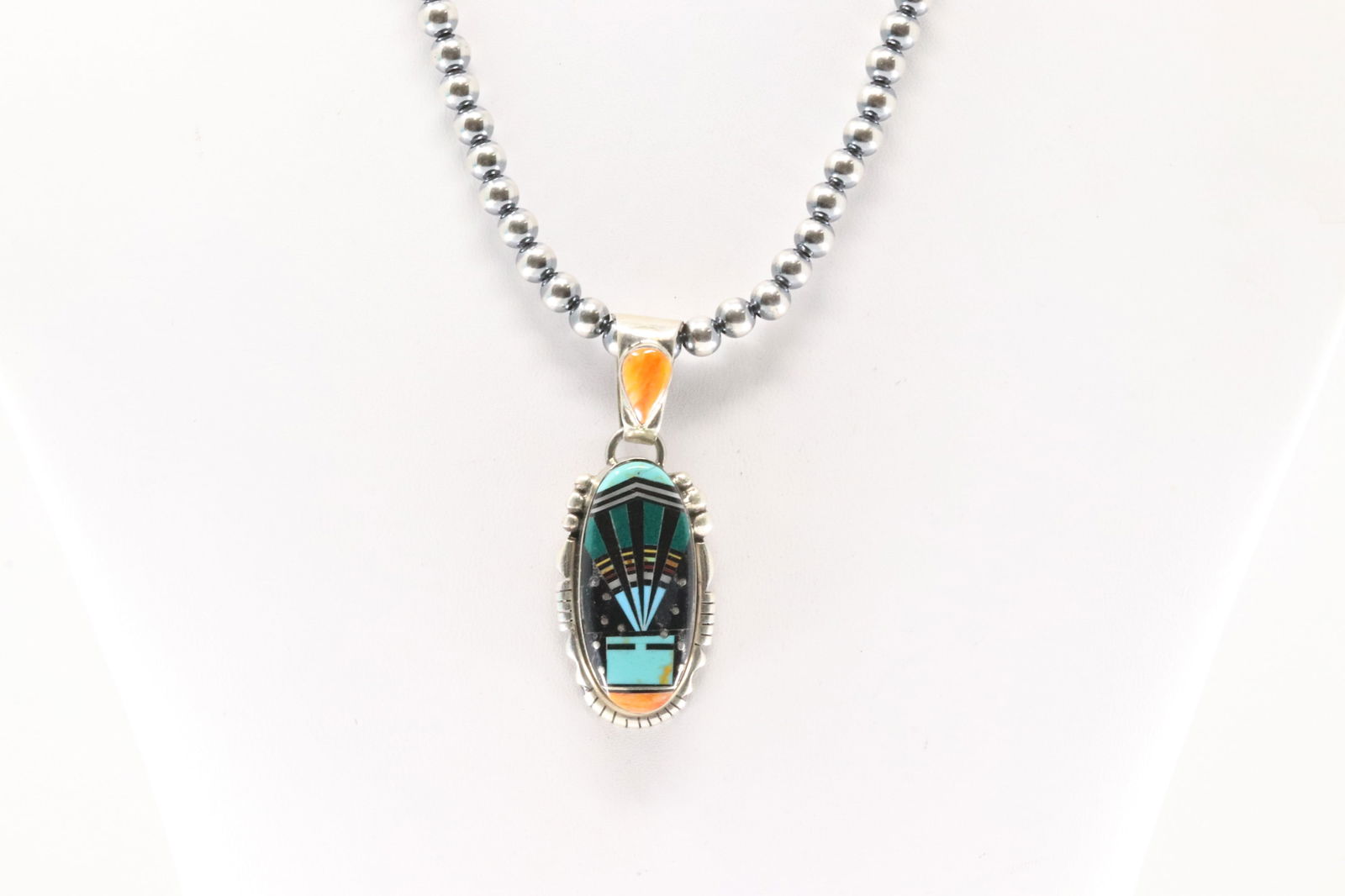 Native America Navajo Sterling Silver Multi-Color Inlay Night Sky Pendant By Ray Jack. With Starling (1 of 4)