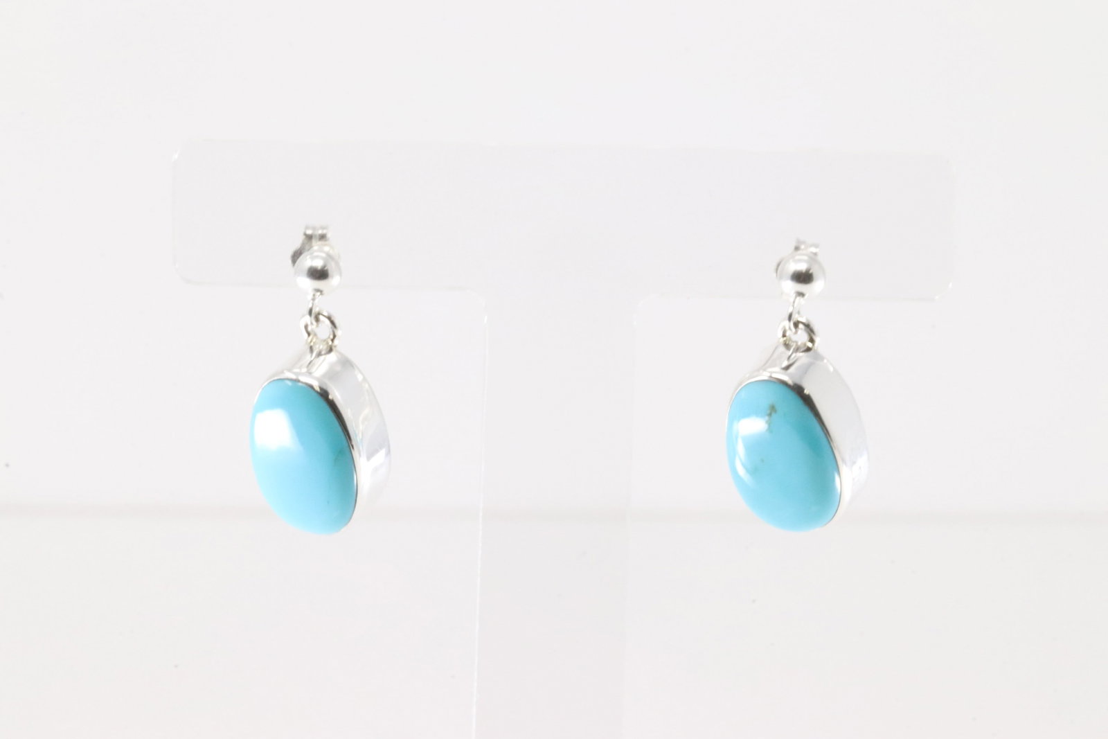 Native America Navajo Sterling Silver Turquoise Post / Dangling Earring's By A.: This is a Native America Navajo Sterling Silver Turquoise Post / Dangling Earring's By A.