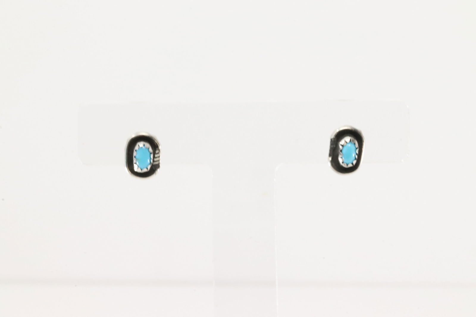 Native American Navajo Sterling Silver Turquoise Post Earring's By Roselene Joe. (1 of 3)