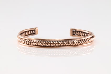 Native America Navajo Copper Bracelet Cuff By Elaine Tahe.