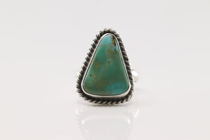 Native America Navajo Sterling Silver Turquoise Ring By Dixon.
