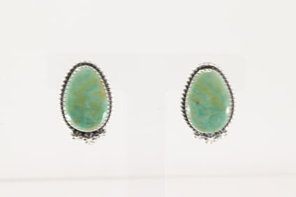 Native America Navajo Sterling Silver Royston Turquoise Post Earring's By Virginia Becenti.