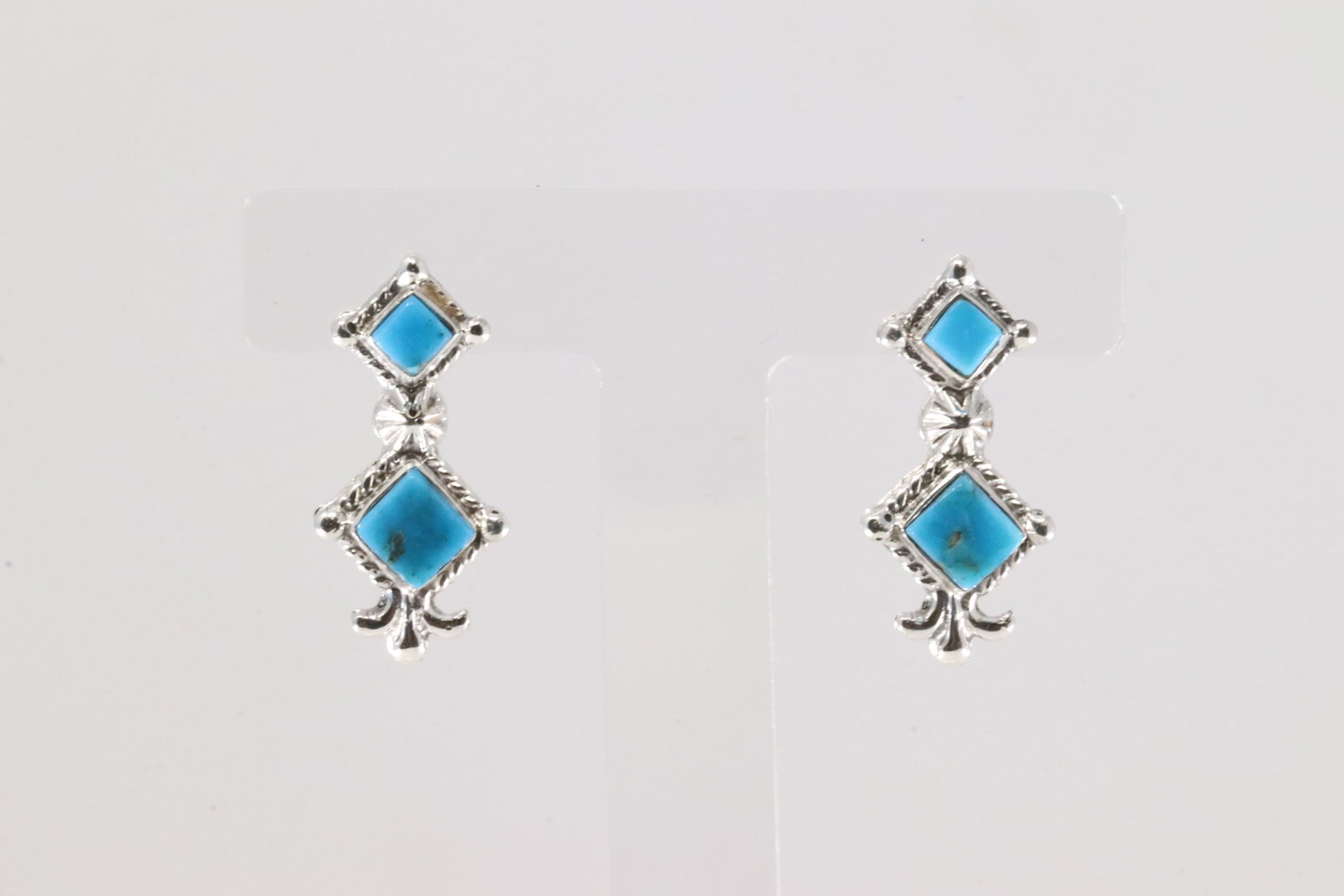 Native America Navajo Sterling Silver Turquoise Post Earring's By Sadie Jim.: This is a Native America Navajo Sterling Silver Turquoise Post Earring's By Sadie Jim.