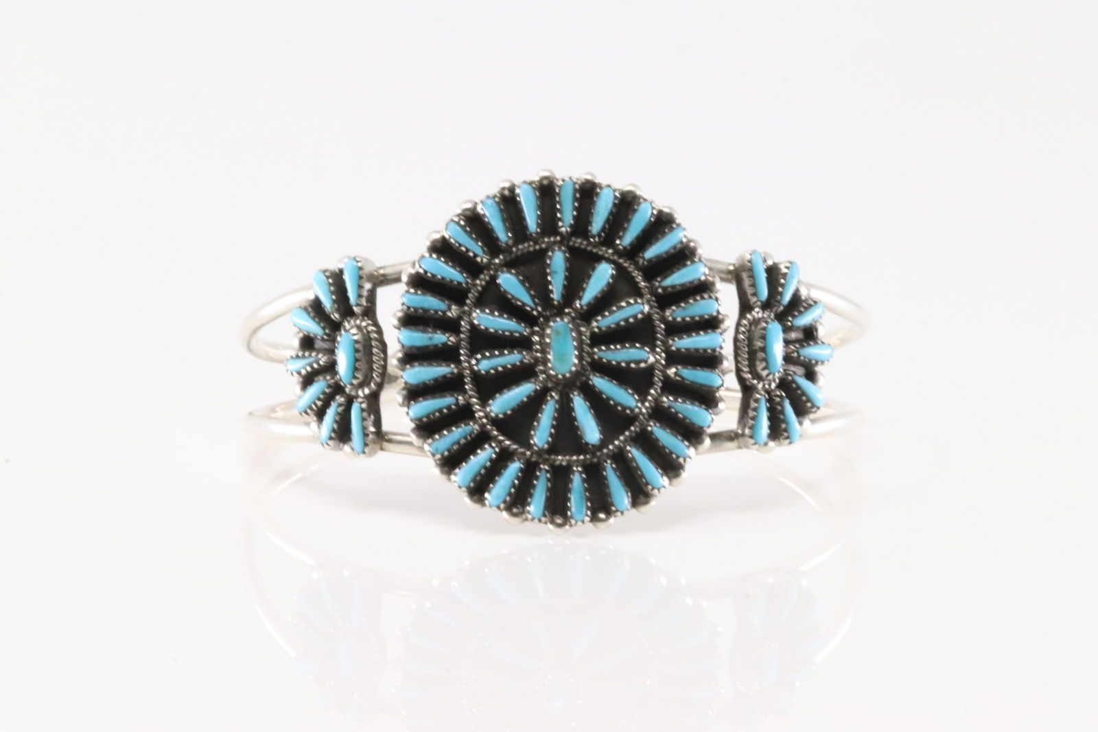 Native America Zuni Sterling Silver Turquoise Bracelet Cuff By Judy Wallace. (1 of 4)