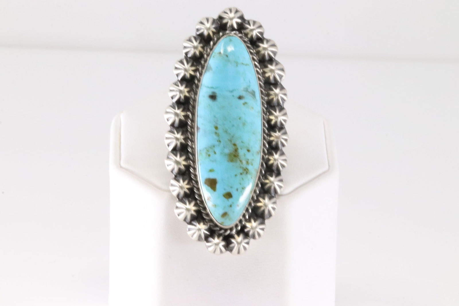 Native America Navajo Sterling Silver Kingman Turquoise Ring By Donovan Skeets. (1 of 4)