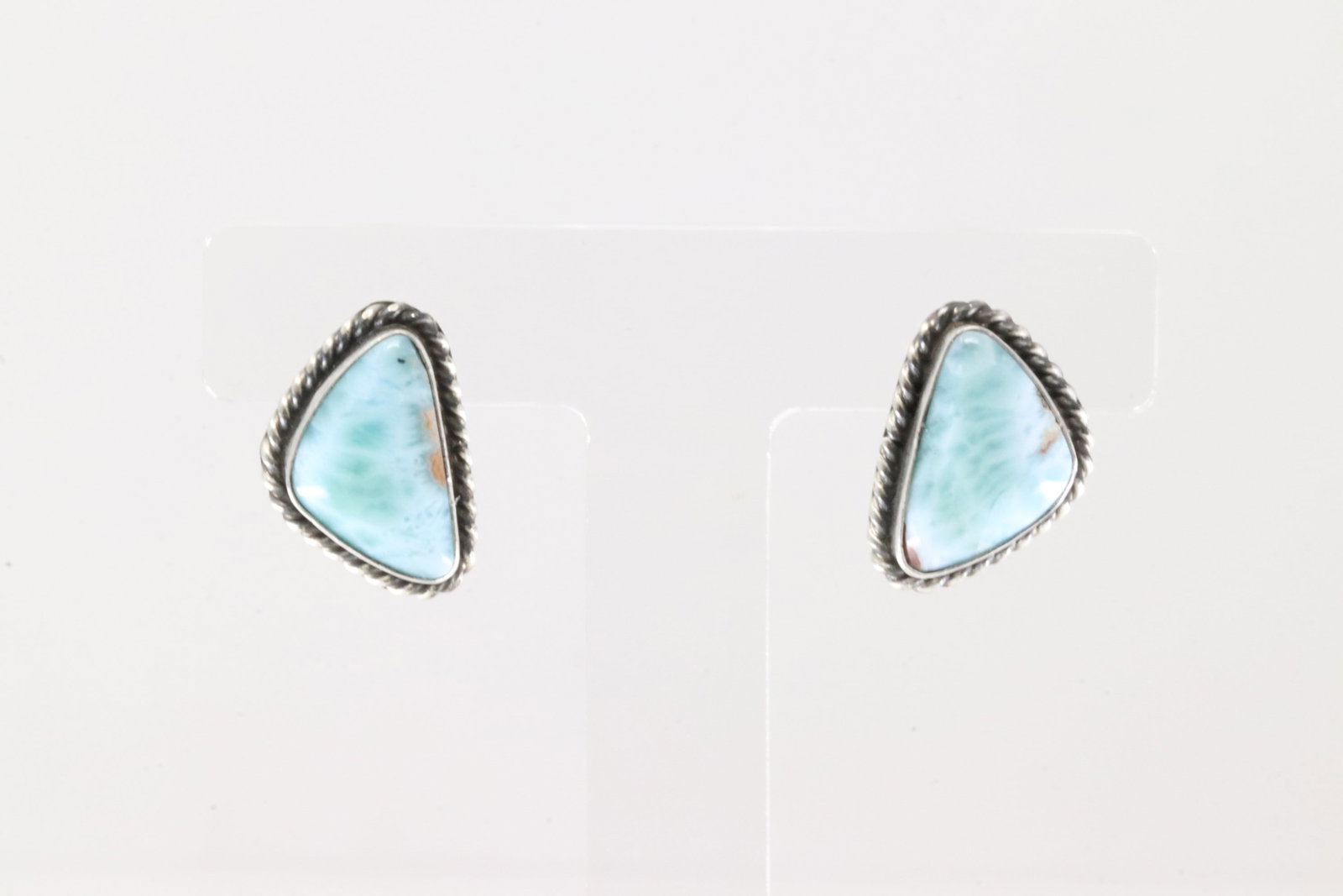 Native America Navajo Sterling Silver Larimar Post Earring's By Elouise Kee.: This is a Native America Navajo Sterling Silver Larimar Post Earring's By Elouise Kee.
