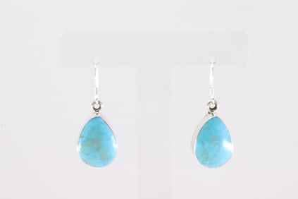Native America Navajo Sterling Silver Turquoise Dangling Earring's By Sadie Jim.
