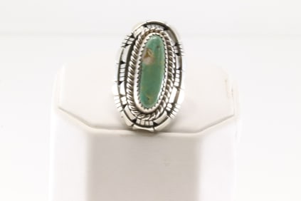 Native America Navajo Sterling Silver Turquoise Ring By W.Begay.