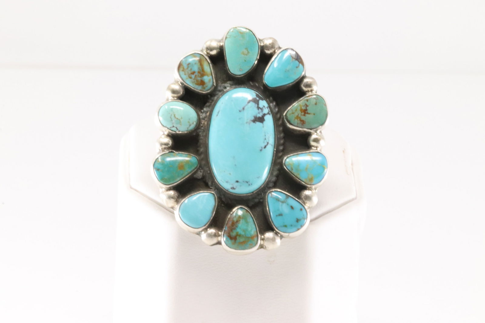 Native America Navajo Sterling Silver Kingman Turquoise Ring By Geraldine James. (1 of 4)