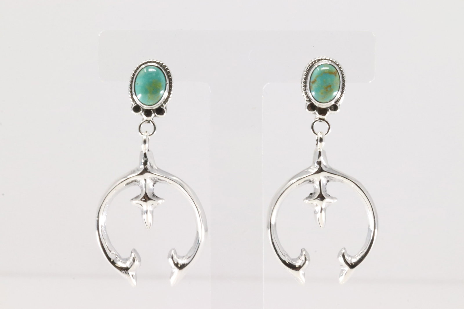 Native America Navajo Sterling Silver Turquoise Post / Dangling Earring's By Sharon McCarthy.: This is a Native America Navajo Sterling Silver Turquoise Post / Dangling Earring's By Sharon McCarthy.