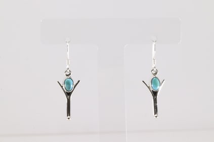 Native America Navajo Sterling Silver Turquoise Dangling Earring's By Gary Shorty.