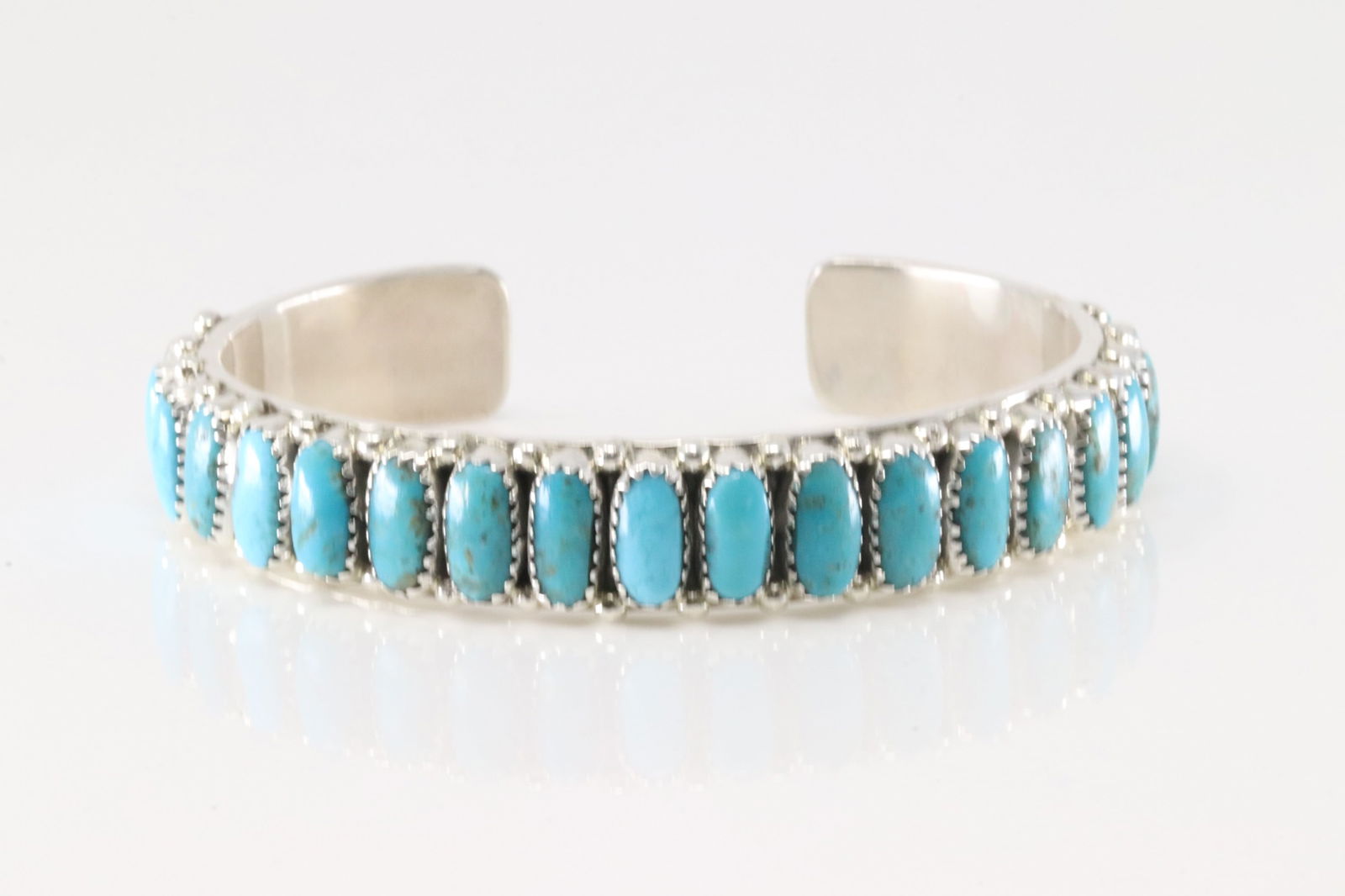 Native America Navajo Sterling Silver Turquoise Bracelet Cuff By Jasper Wilson. (1 of 4)