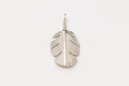 Native America Navajo Sterling Silver Feather Pendant By A.D.