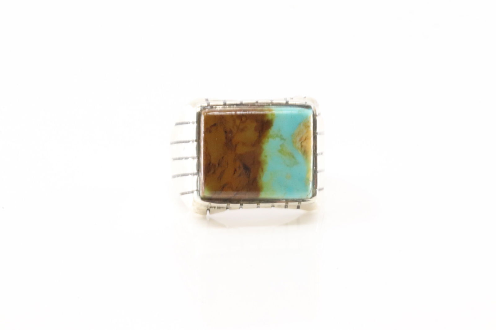 Native America Navajo Sterling Silver Men Turquoise Ring By R. (1 of 4)