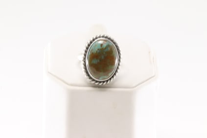 Native America Navajo Sterling Silver Turquoise Ring By Dixon.