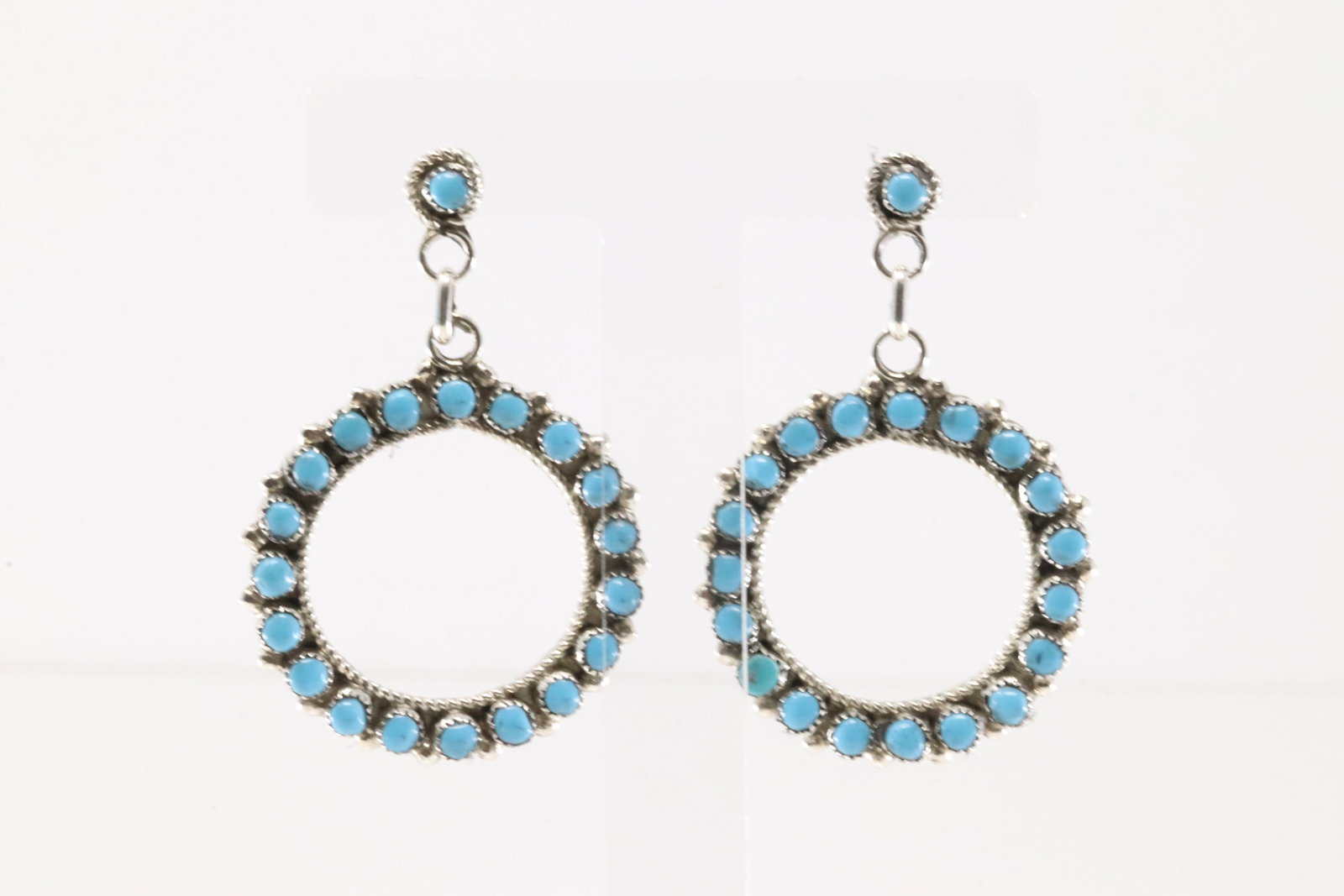 Native America Zuni Sterling Silver Turquoise Post / Dangling Earring's By Phyllis Laati.: This is a ative America Zuni Sterling Silver Turquoise Post / Dangling Earring's By Phyllis Laati.