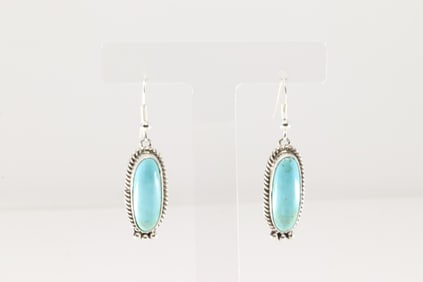 Native America Navajo Sterling Silver Kingman Turquoise Dangling's Earring's By Trish Largo.