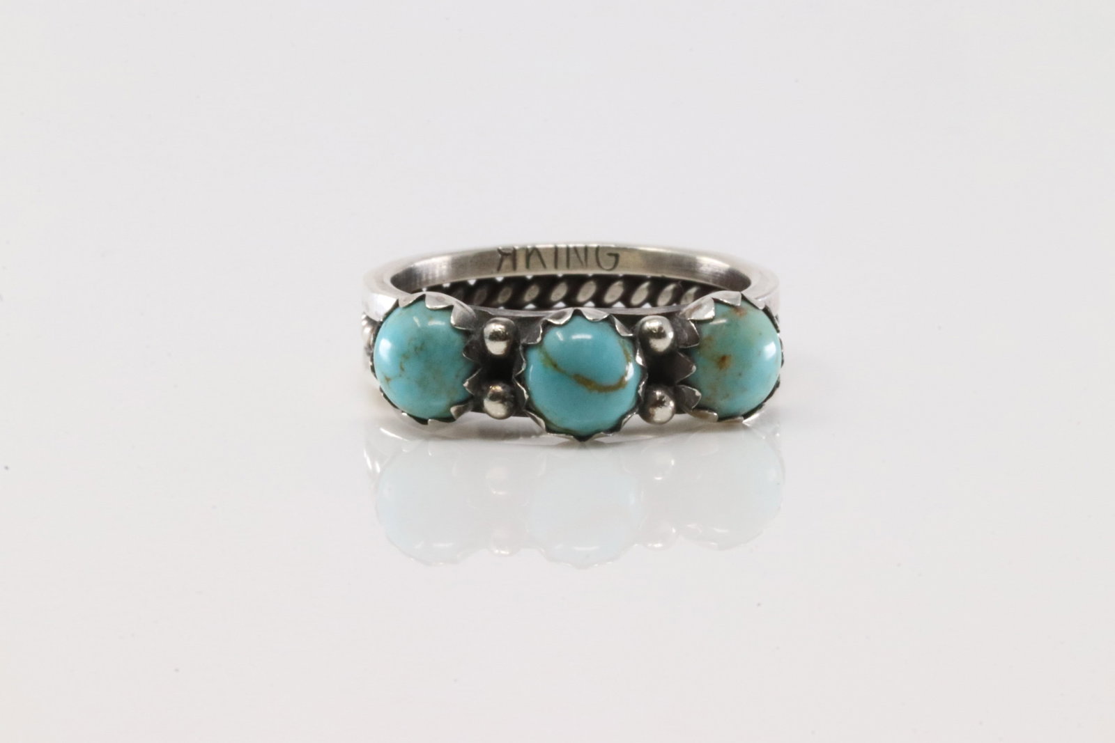 Native America Navajo Sterling Silver Turquoise Ring By King R.: This is a Native America Navajo Sterling Silver Turquoise Ring By King R. Ring size: 7.25.